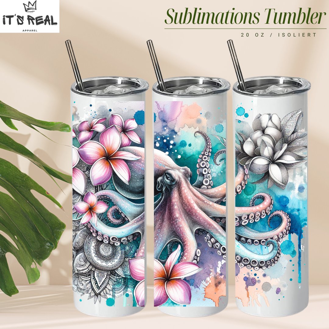 Skinny Tumbler 600ml Octopus