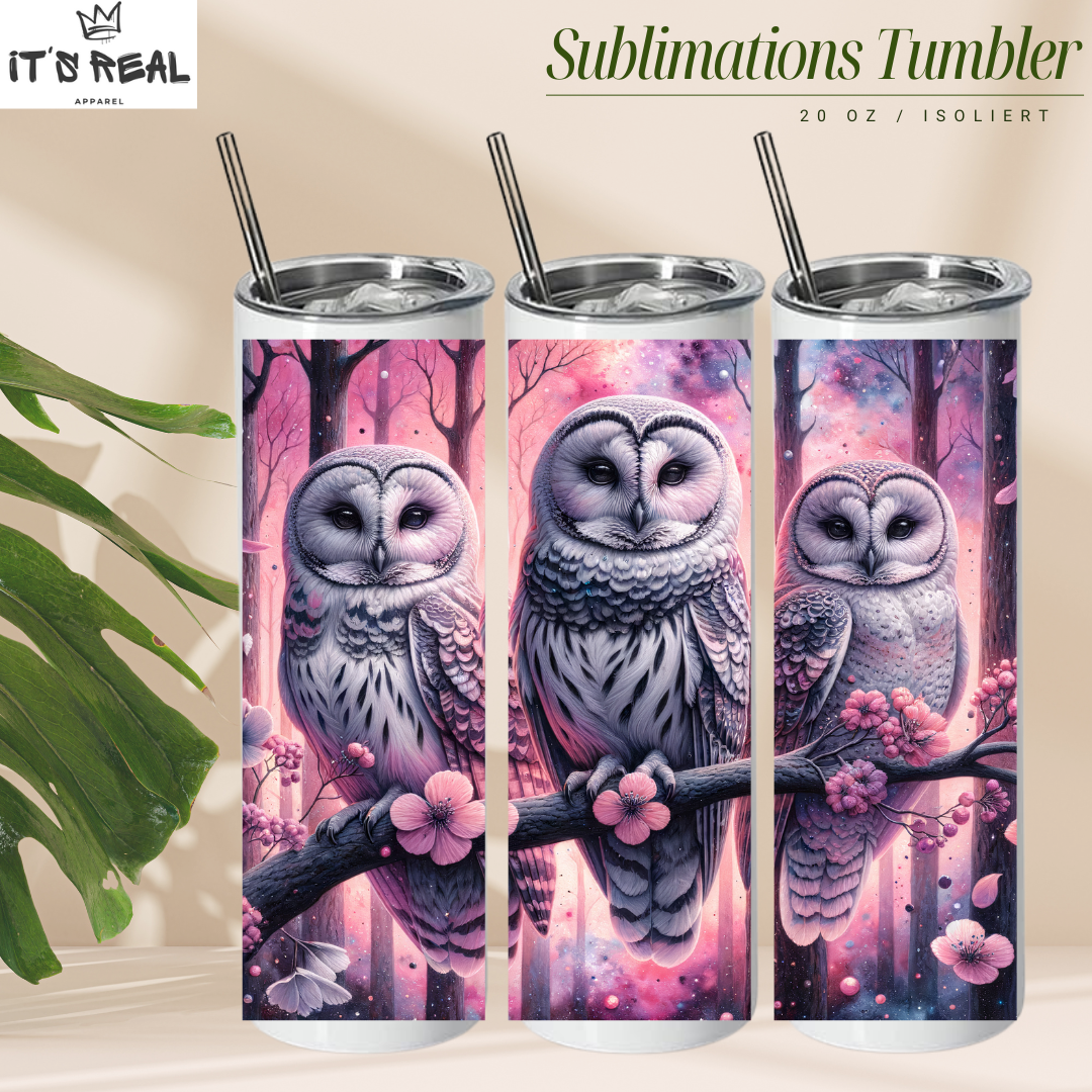 Skinny Tumbler 590ml Sakura Owl