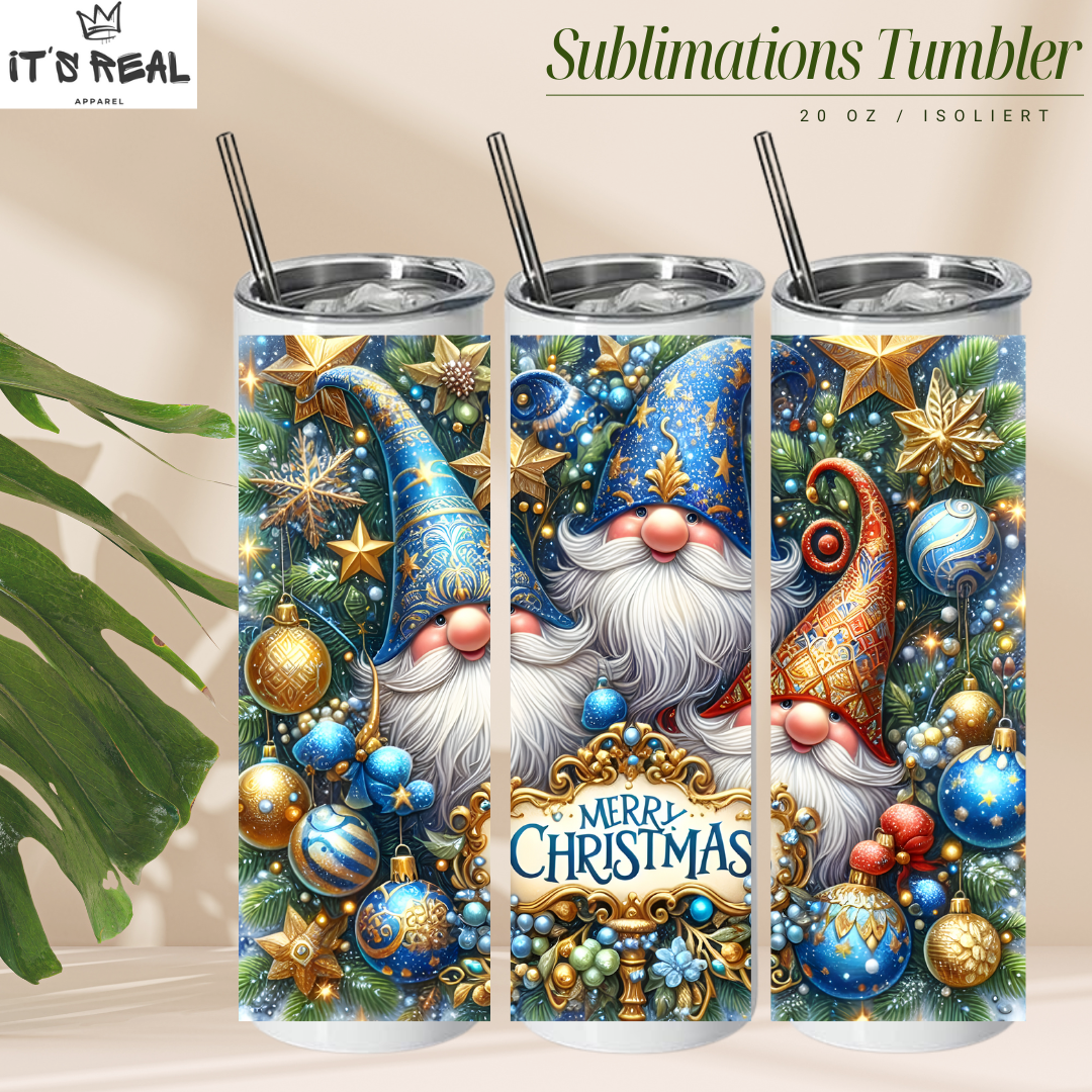 Skinny Tumbler 600ml - Gnomy Christmas