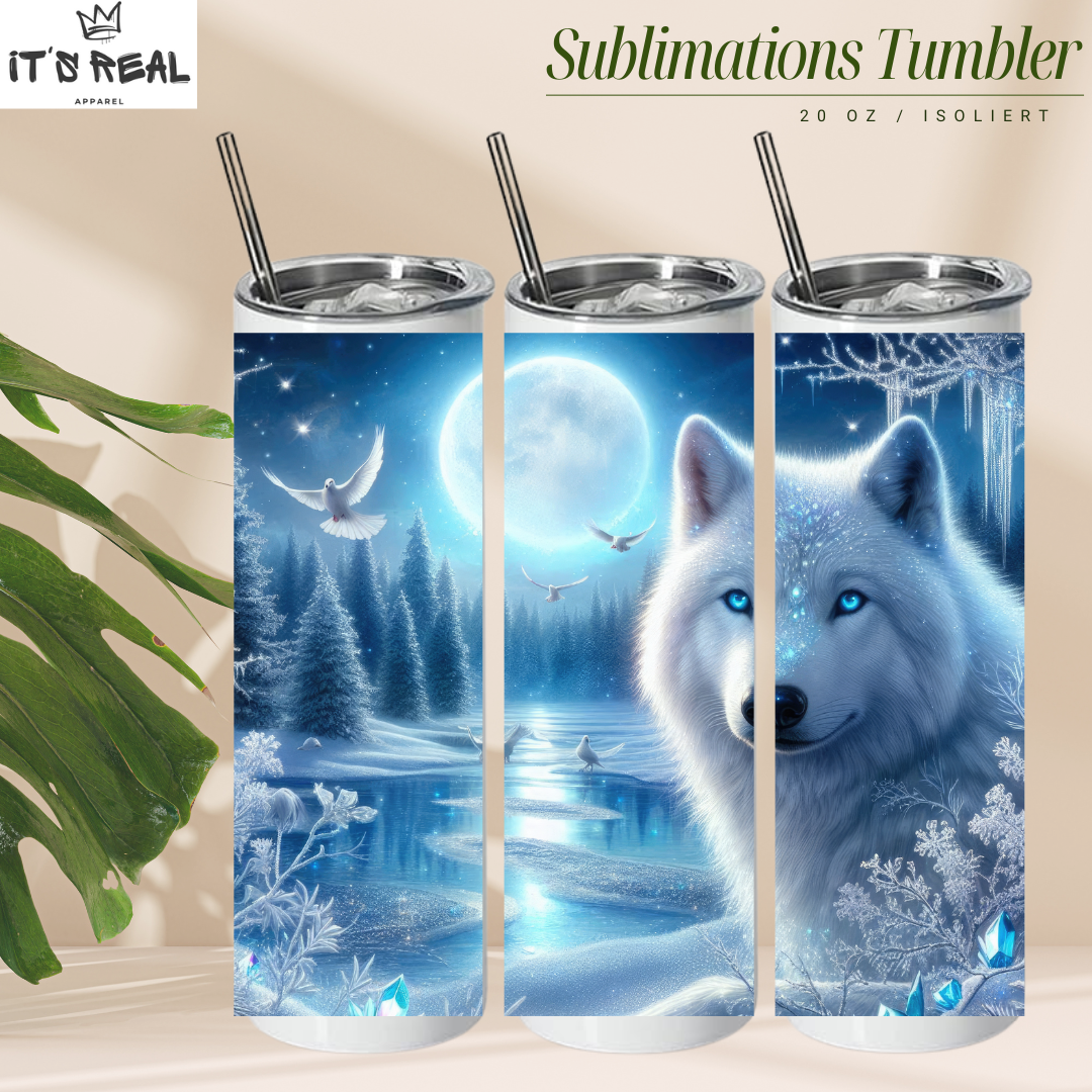 Skinny Tumbler 600ml - Snow Wolf