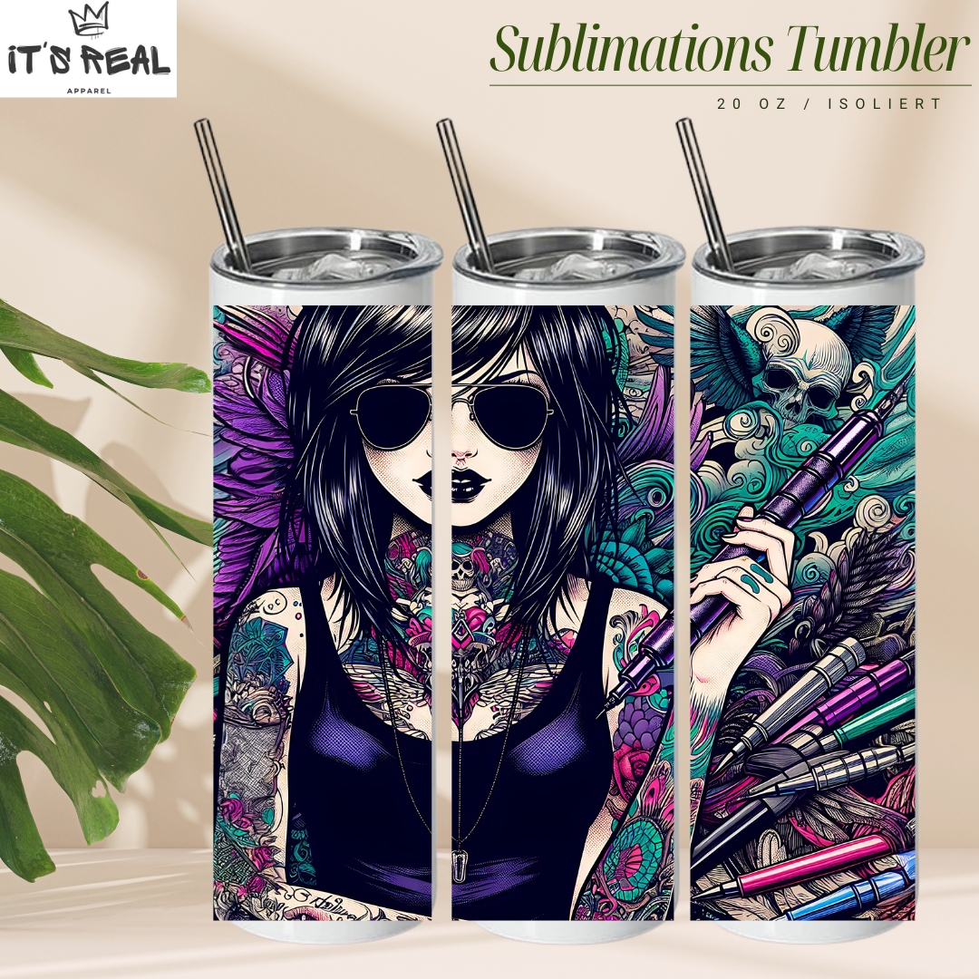 Skinny Tumbler 590ml Tattoo Girl