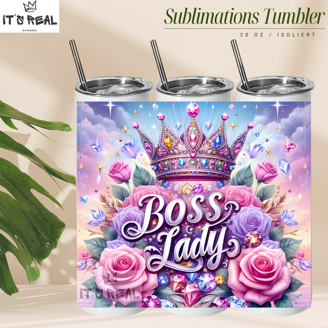 Skinny Tumbler 600ml - Crown Boss Lady