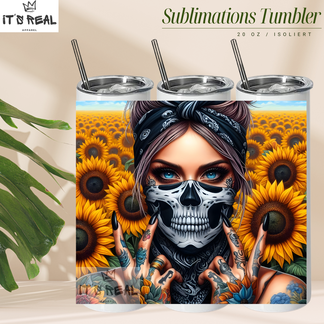 Skinny Tumbler 600ml - Sunflower Bad Girl