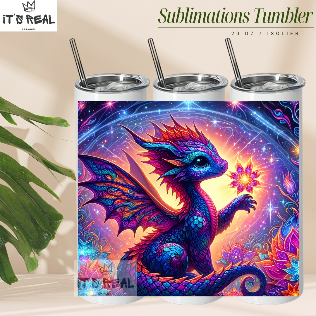 Skinny Tumbler 600ml - Neon Dragon