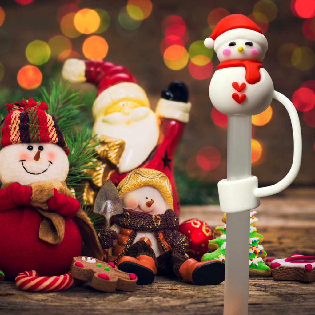 Strohhalm Topper - Red Snowman