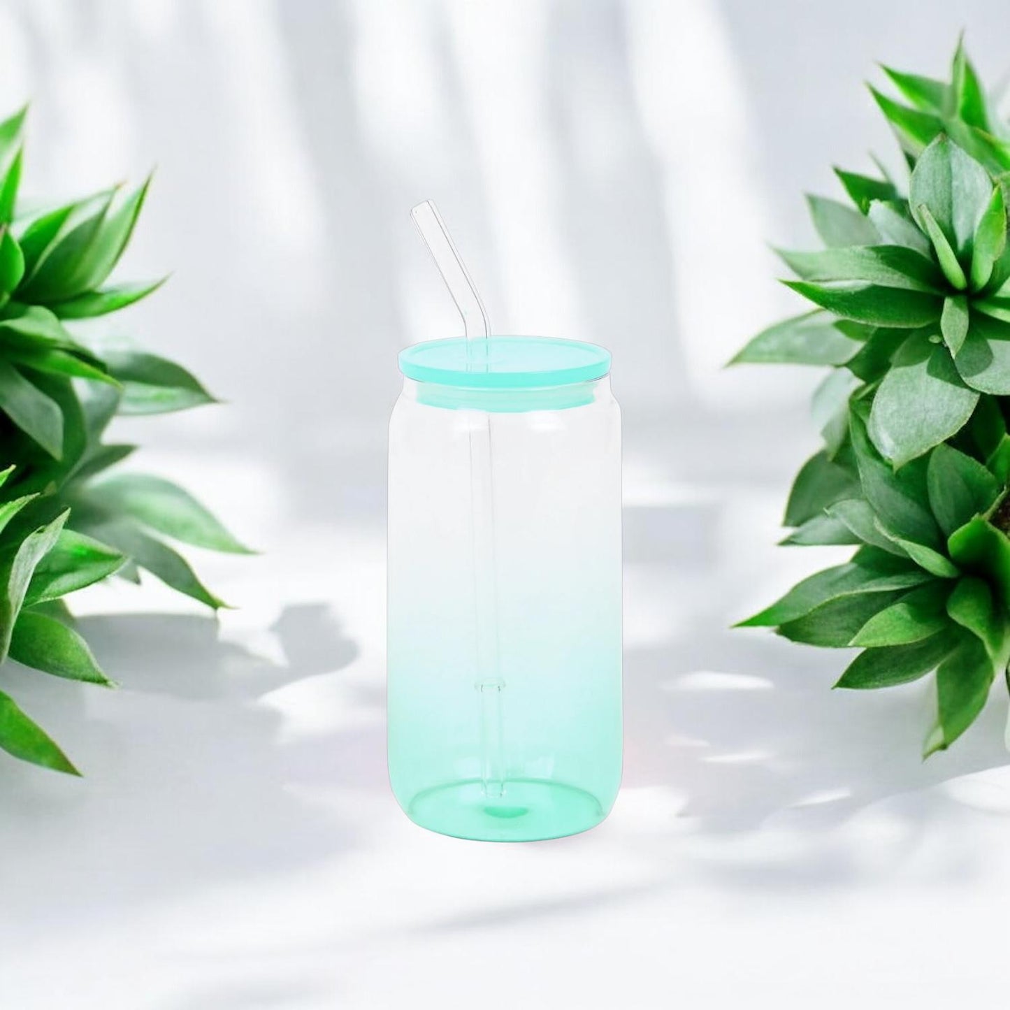 Trinkglas 500ml Ombre Mintgrün