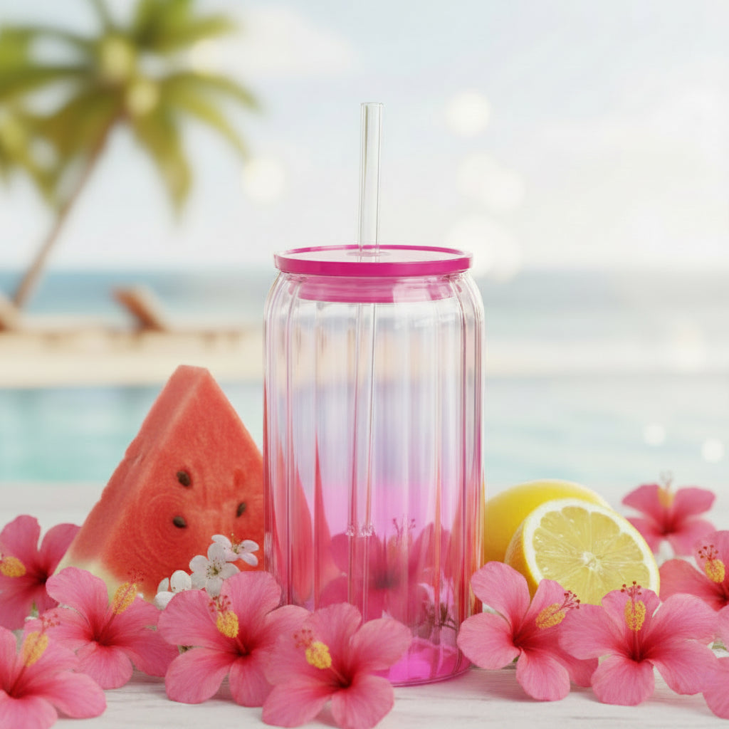 Summer Edtion  Glas - Rillenrelief Pink