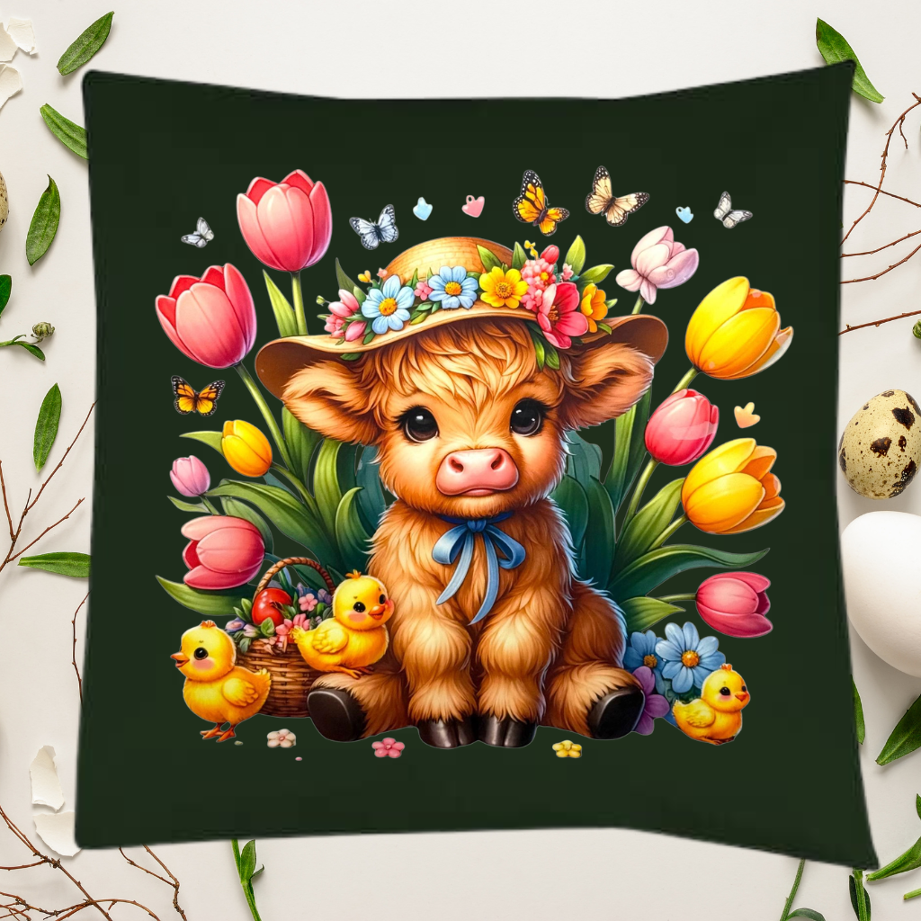 Osterkissen - Bottle Green Highland Cow