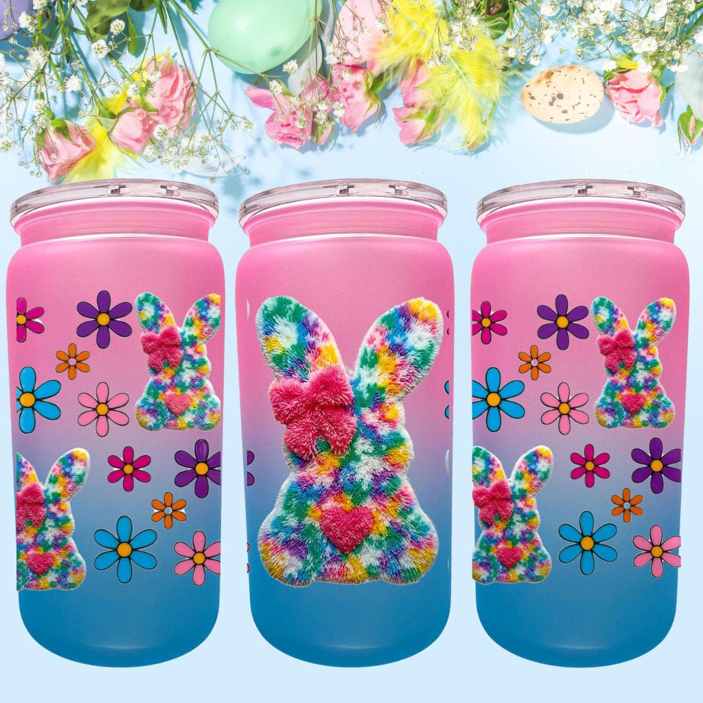 Ombre Trinkbecher Plüsch Hase Pink/Blau