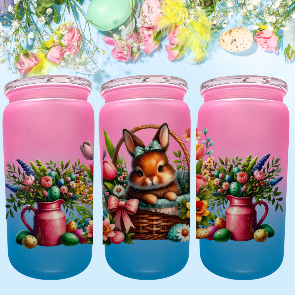 Ombre Trinkbecher Hase Pink/Blau