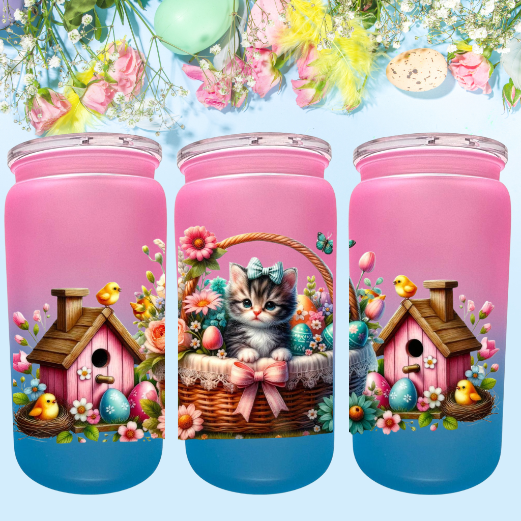 Ombre Trinkbecher Kätzchen Pink/Blau