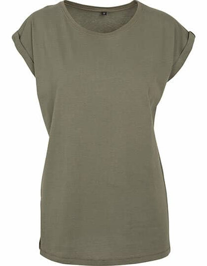 Ladies` Extended Shoulder Tee Dunkle Farben