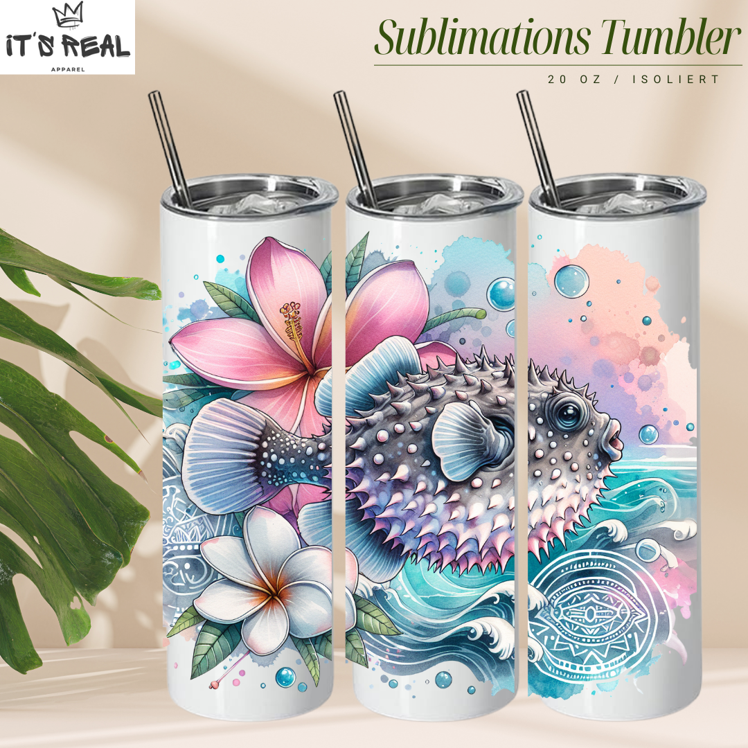 Skinny Tumbler 600ml Pufferfish 01
