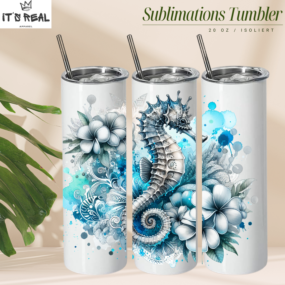Skinny Tumbler 600ml Seahorse