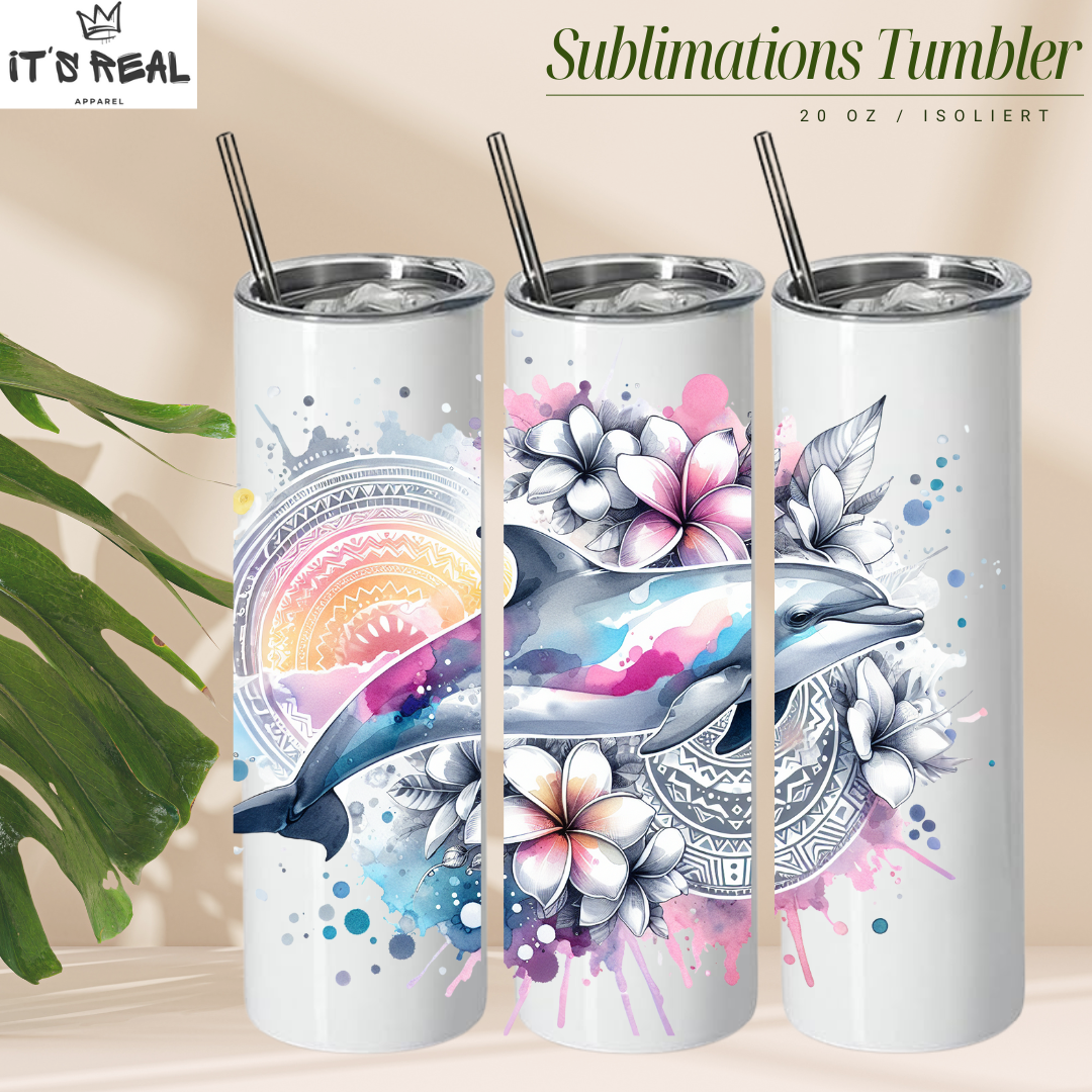 Skinny Tumbler 600ml Dolphin 01