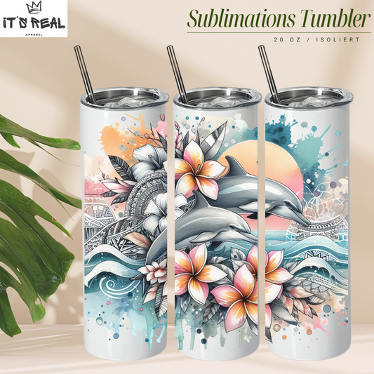 Skinny Tumbler 600ml  Dolphin 03