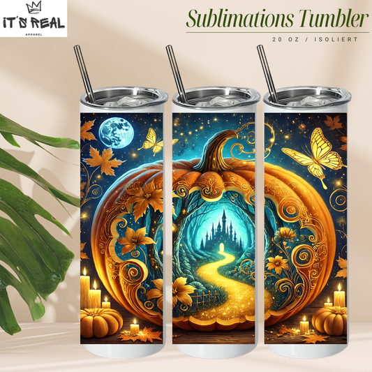 Skinny Tumbler 600ml Fairytale Pumpkin