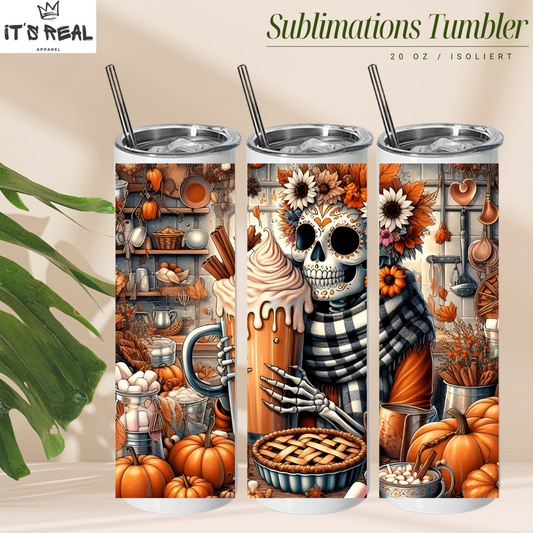 Skinny Tumbler 600ml Spicy Skull
