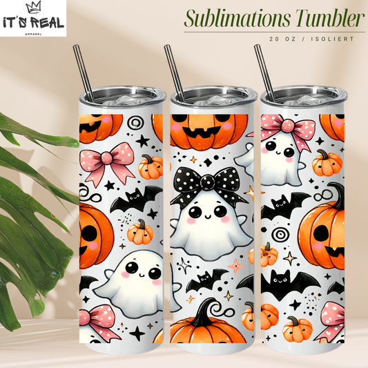 Skinny Tumbler 600ml Pumpkin Boo