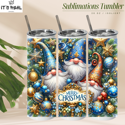 Skinny Tumbler 600ml - Gnomy Christmas