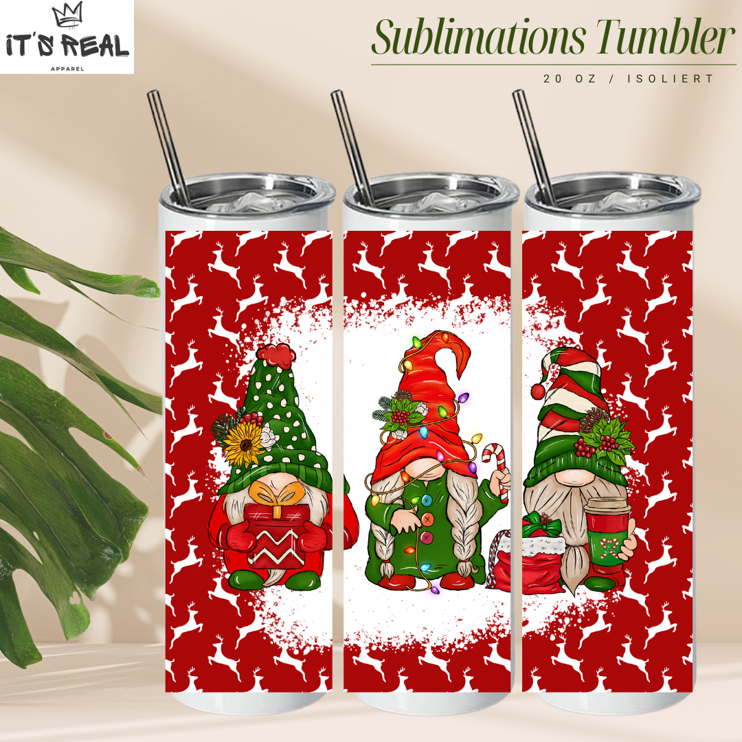 Skinny Tumbler 600ml - Red Gnome