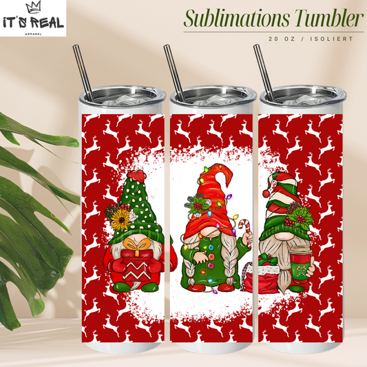 Skinny Tumbler 600ml - Red Gnome