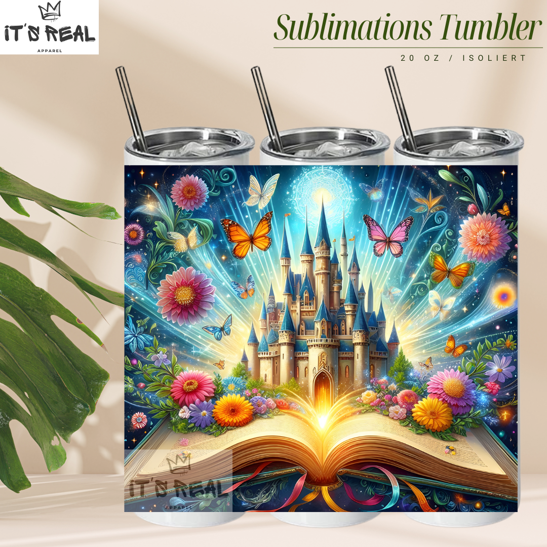 Skinny Tumbler 600ml - fairytale book