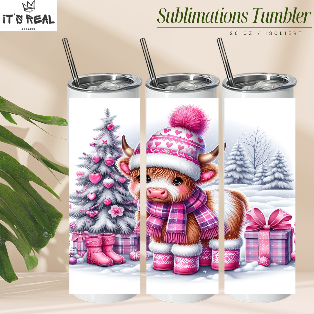Skinny Tumbler 600ml Pinky Highlandcow