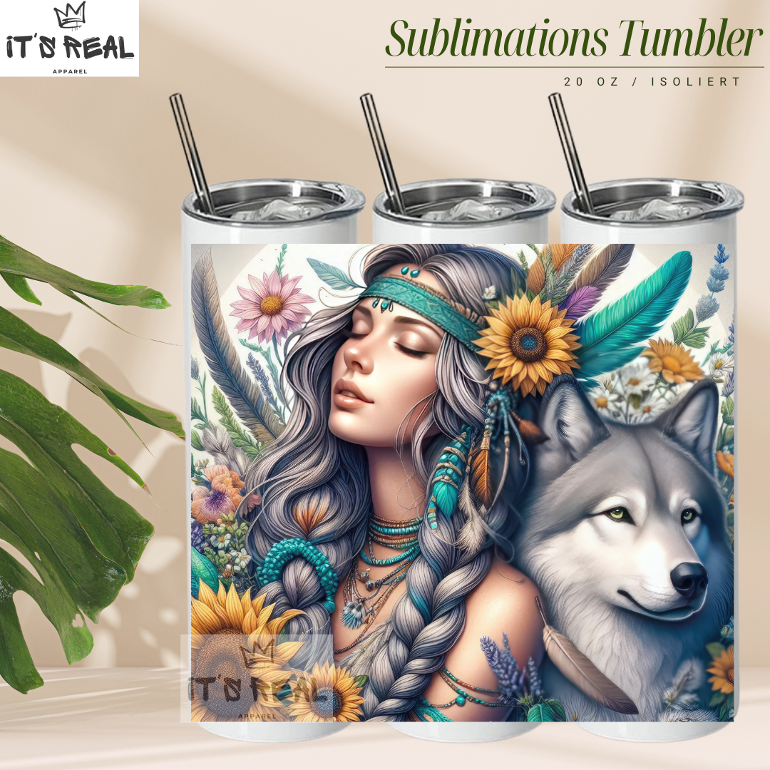 Skinny Tumbler 600ml - Wolf Girl