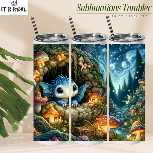 Skinny Tumbler 600ml - forest dragon