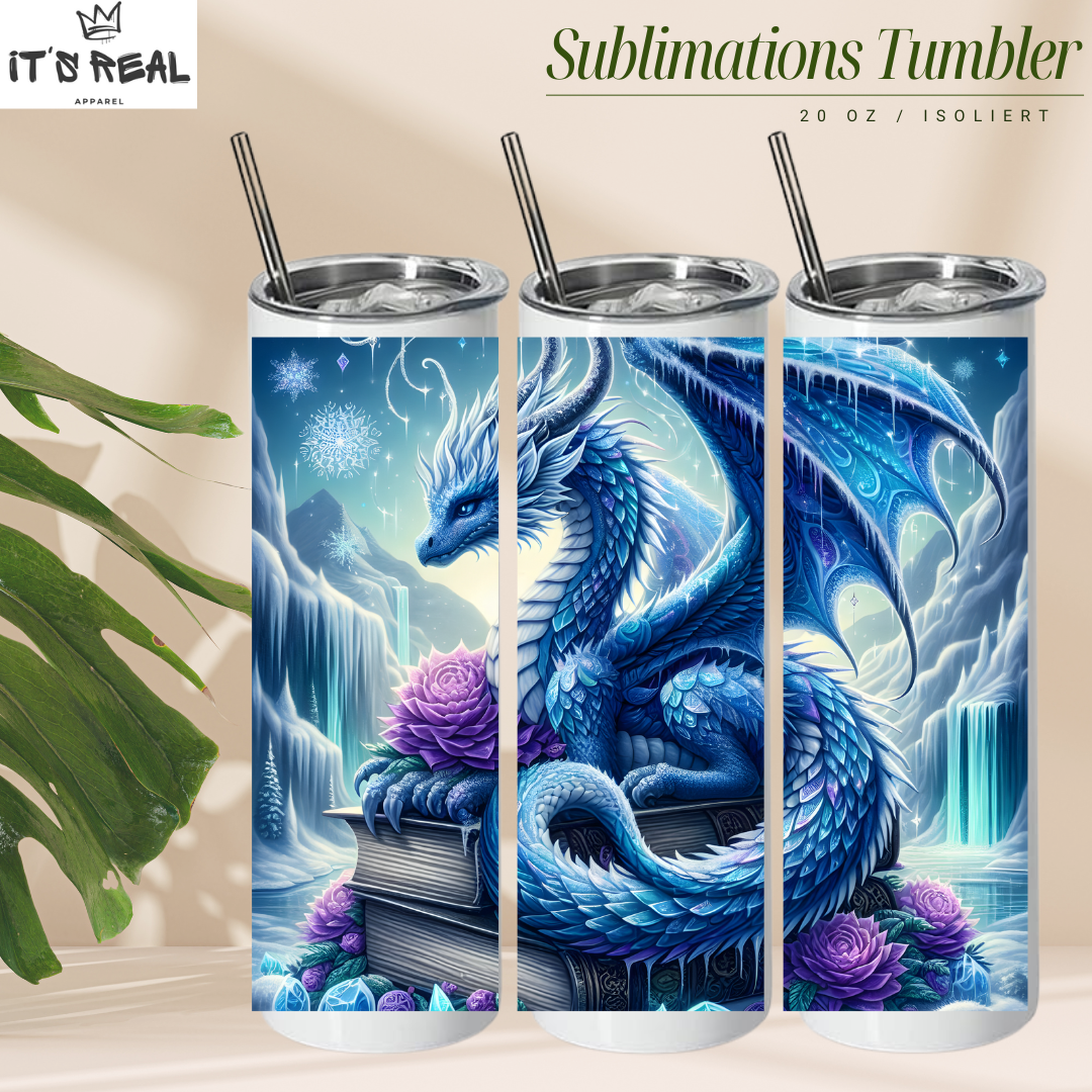Skinny Tumbler 600ml - Frosty Book Dragon