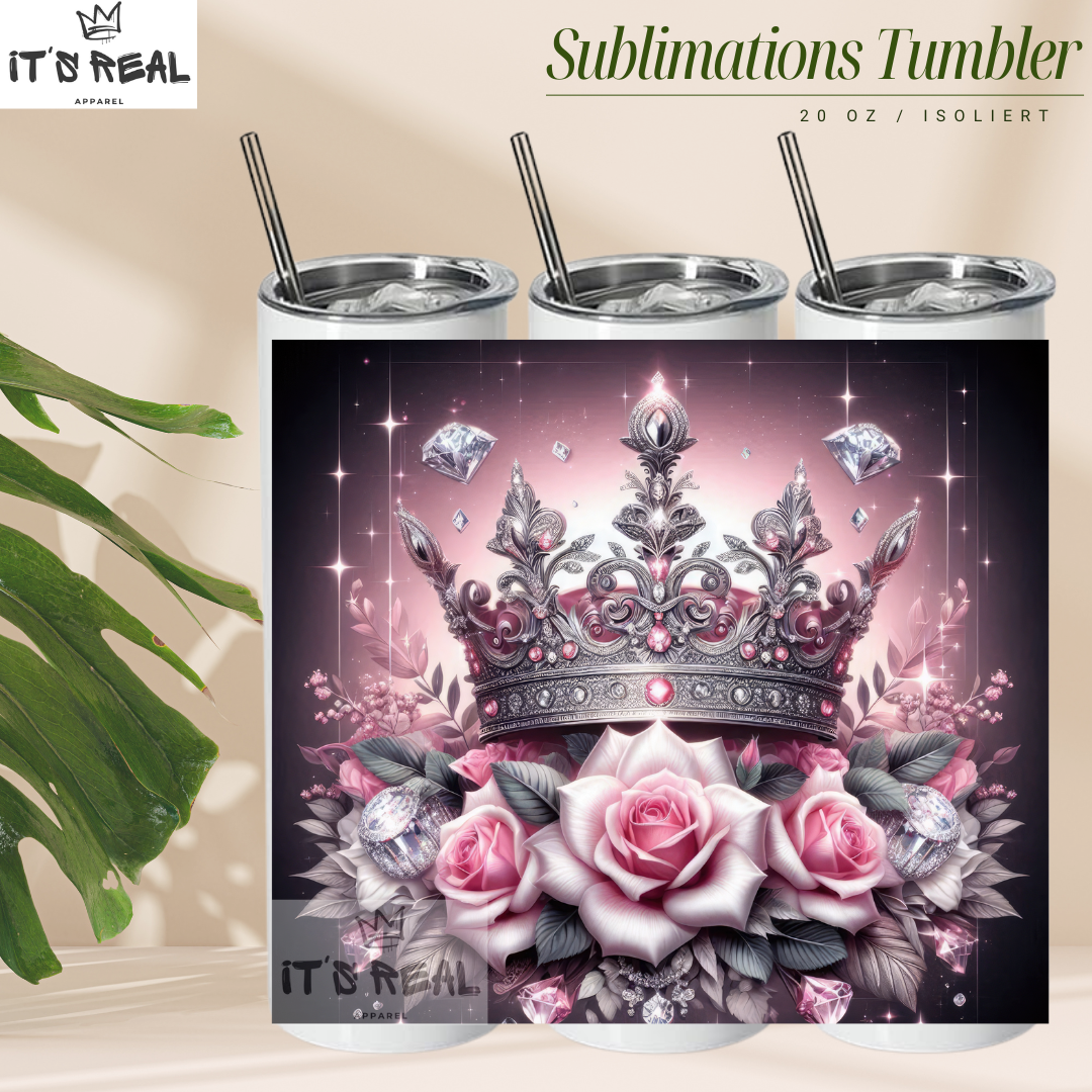 Skinny Tumbler 600ml - Crown Rosé