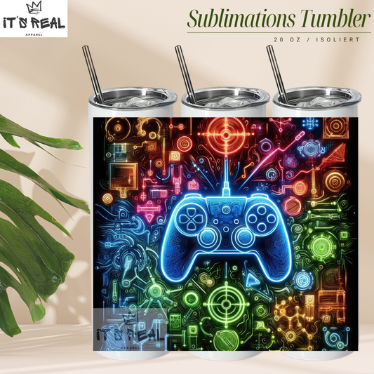 Skinny Tumbler 600ml - Neon Gamer