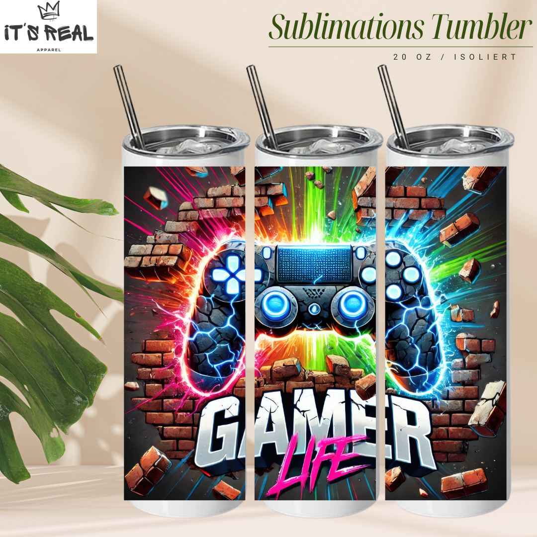 Skinny Tumbler 600ml - Gamer Life