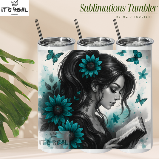 Skinny Tumbler 600ml -Teal Book
