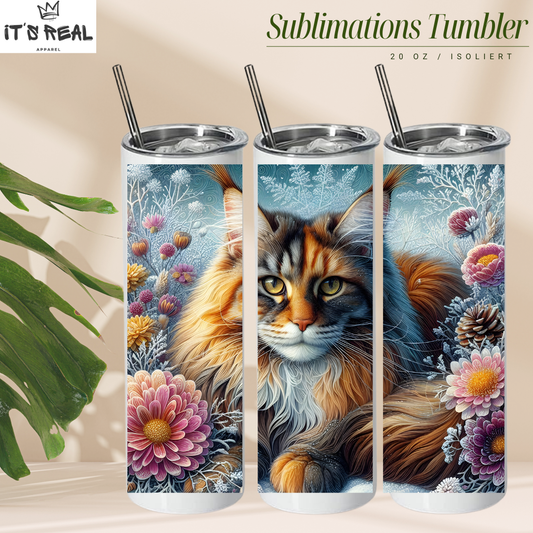 Skinny Tumbler 600ml - Frosty Cat