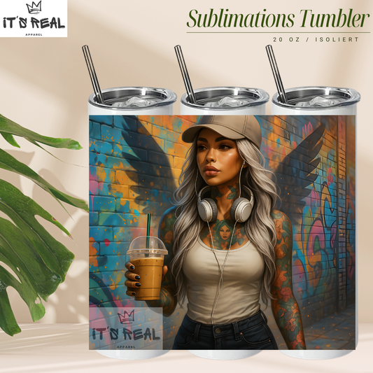 Skinny Tumbler 600ml - Berlin City Angel