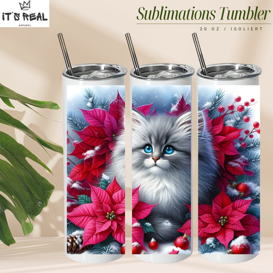 Skinny Tumbler 600ml - Fluffy  Cat