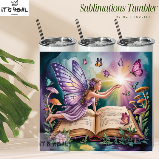 Skinny Tumbler 600ml - Purple Fairy Booktale