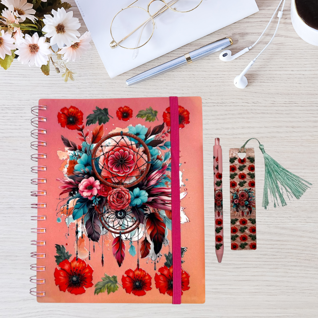 Notebook set -Sparkle Poppy Flower