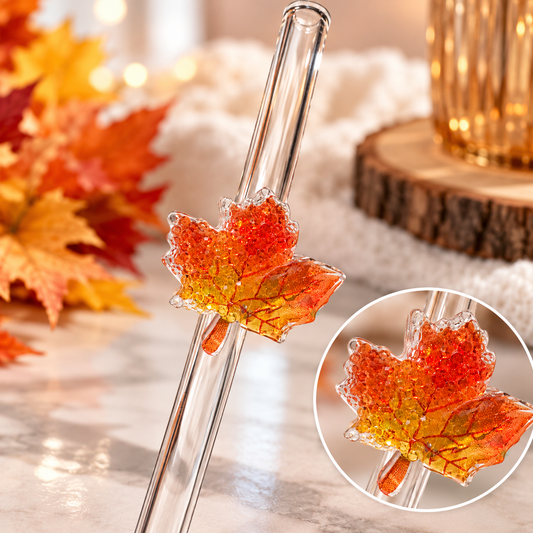 Strohhalm Glitter Leaf