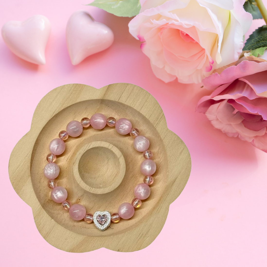 Perlen Armband - Rosé Heart
