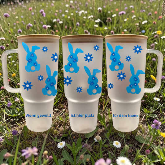 900ml XXL Glas Tumbler + Personalisierung + Gelaserter Deckel