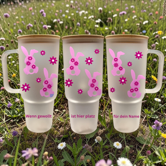 900ml XXL Glas Tumbler + Personalisierung + Gelaserter Deckel