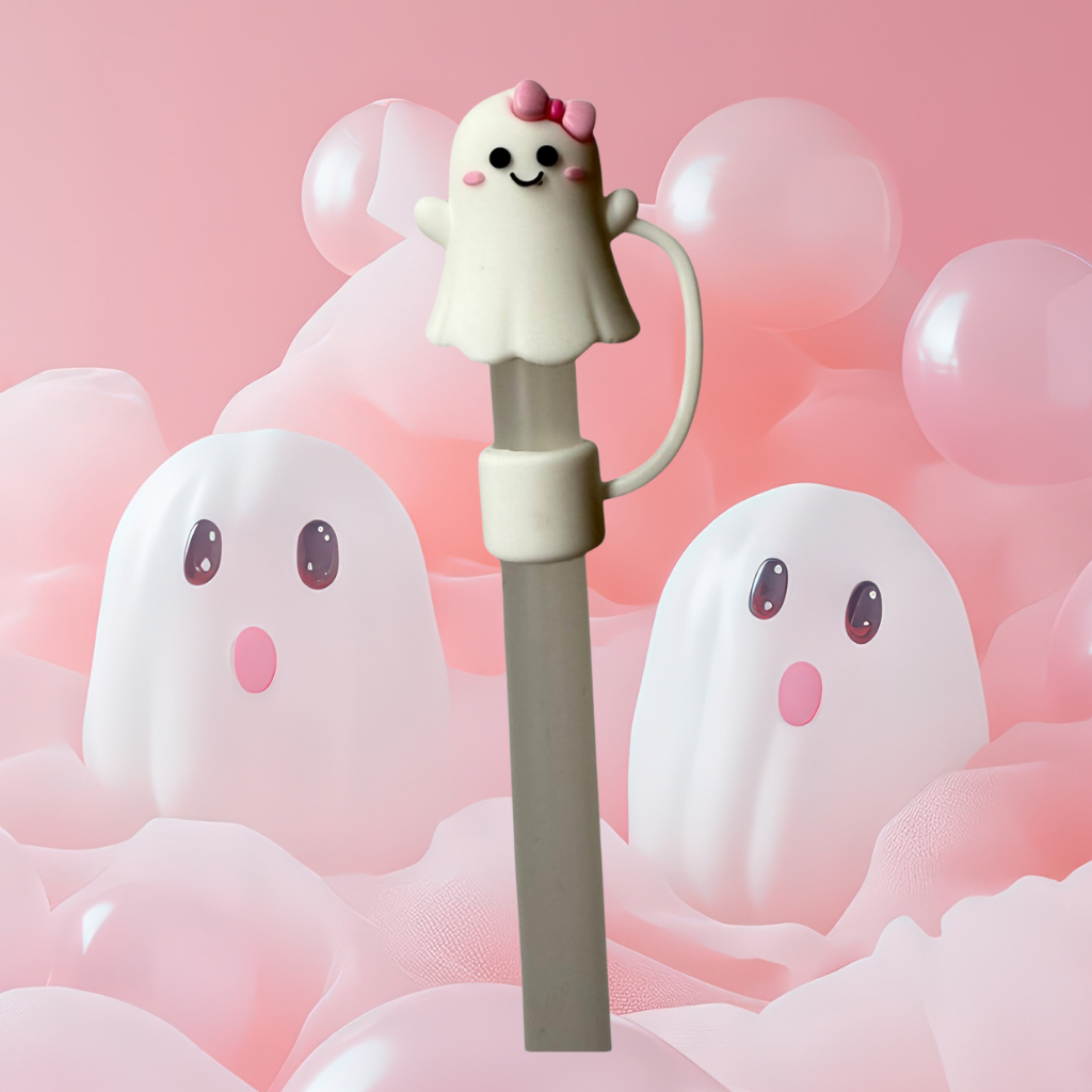 Strohhalm Topper - Cute Ghost Pink