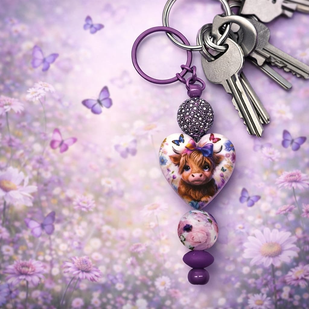 Flower Highlandcow - Schlüsselanhänger