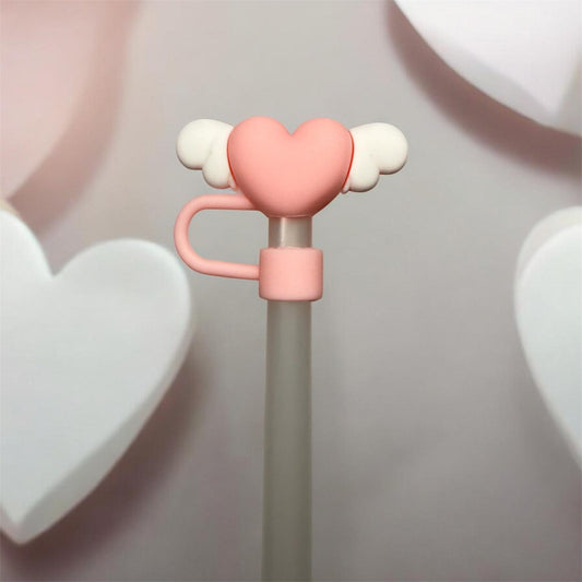 Strohhalm Topper - Pink Heart with Wings
