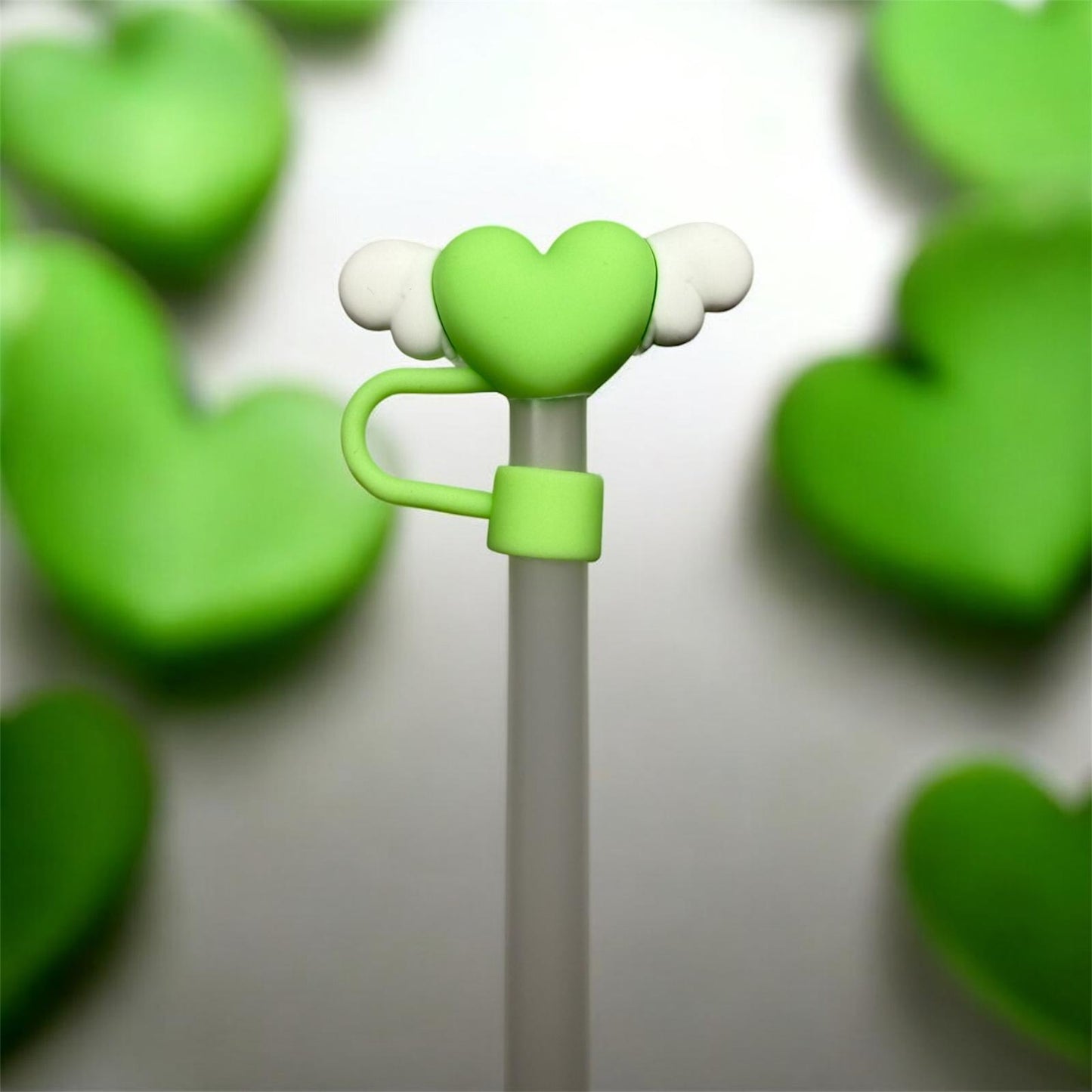 Strohhalm Topper - Green  Heart with Wings