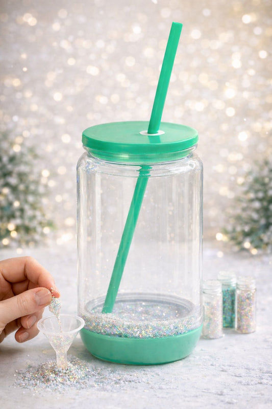 Glitzerbecher Mint Grün
