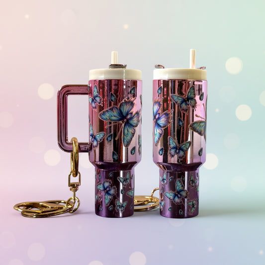 Mini Tumbler Schlüsselanhänger Metallic butterfly